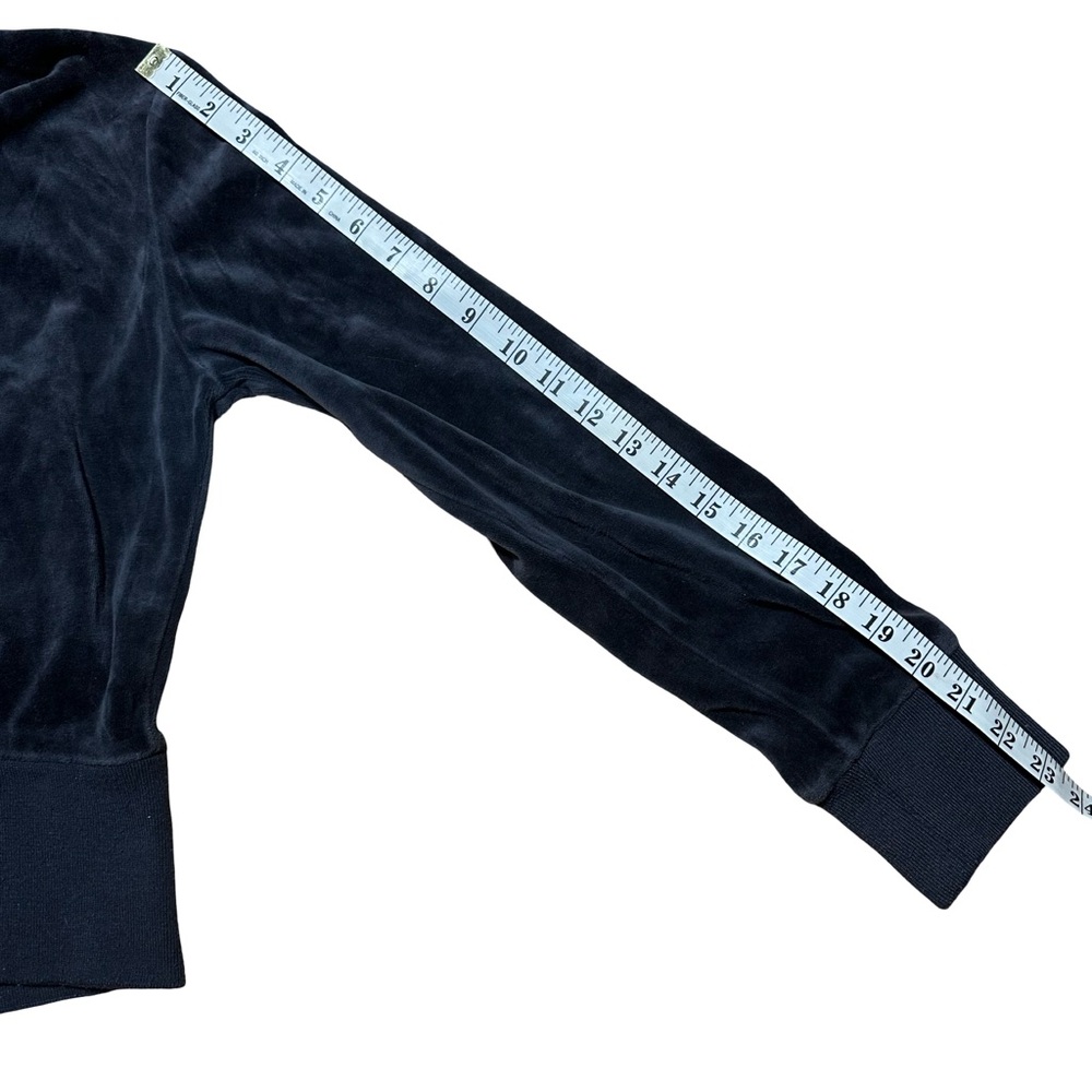 Y2K Vintage Juicy Couture Velour Hoodie Jacket Fur Trim Crest L (Fits S/M) - Picture 8 of 11